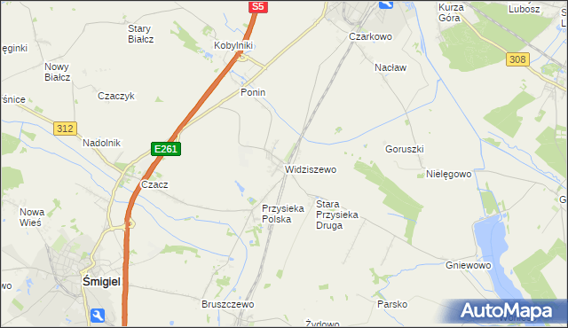 mapa Widziszewo, Widziszewo na mapie Targeo