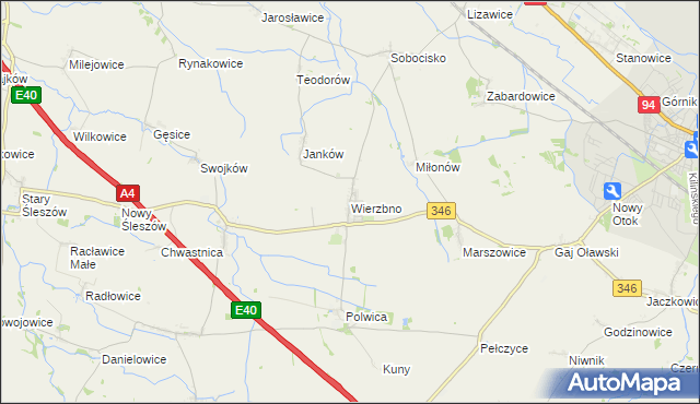 mapa Wierzbno gmina Domaniów, Wierzbno gmina Domaniów na mapie Targeo