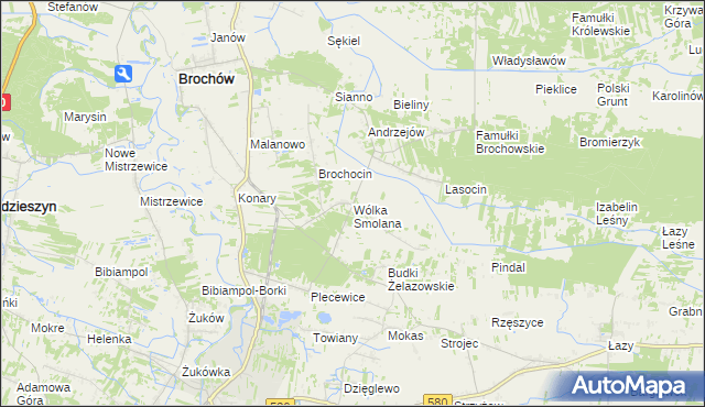 mapa Wólka Smolana gmina Brochów, Wólka Smolana gmina Brochów na mapie Targeo