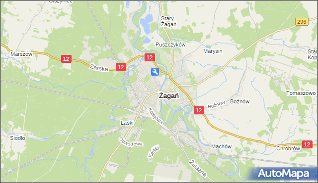 mapa Żagań, Żagań na mapie Targeo