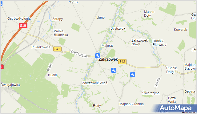 mapa Zakrzówek powiat kraśnicki, Zakrzówek powiat kraśnicki na mapie Targeo