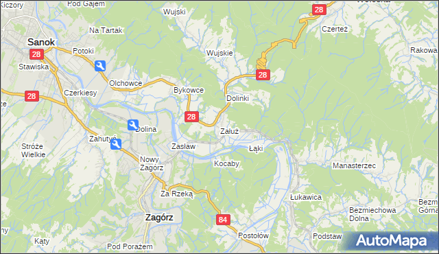 mapa Załuż, Załuż na mapie Targeo