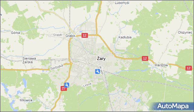 mapa Żary, Żary na mapie Targeo