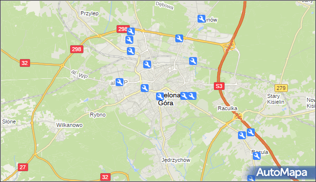 mapa Zielona Góra, Zielona Góra na mapie Targeo