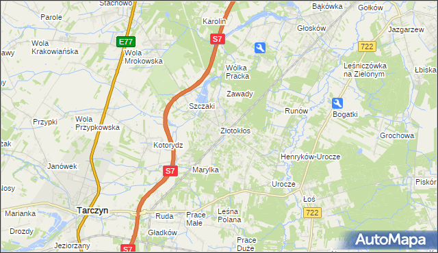 mapa Złotokłos, Złotokłos na mapie Targeo