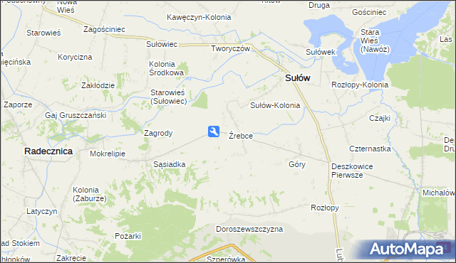 mapa Źrebce, Źrebce na mapie Targeo