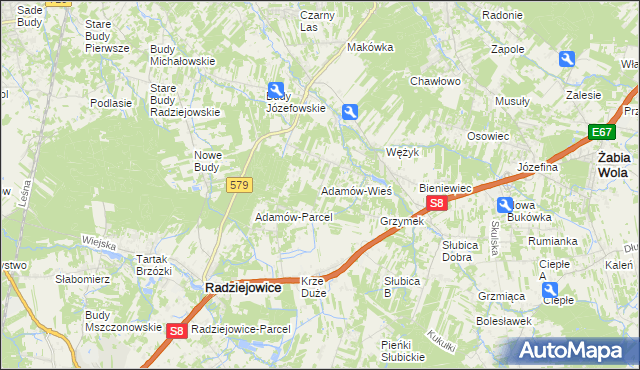 mapa Adamów-Wieś, Adamów-Wieś na mapie Targeo