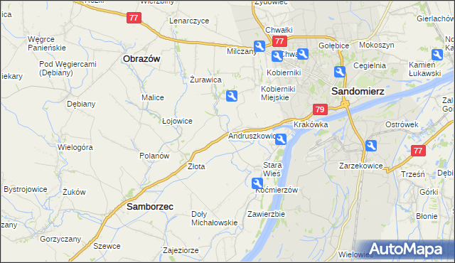 mapa Andruszkowice, Andruszkowice na mapie Targeo