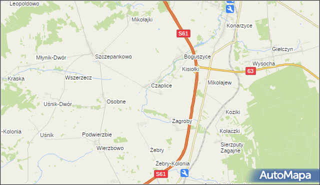 mapa Andrzejki, Andrzejki na mapie Targeo