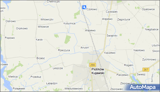 mapa Anusin gmina Piotrków Kujawski, Anusin gmina Piotrków Kujawski na mapie Targeo