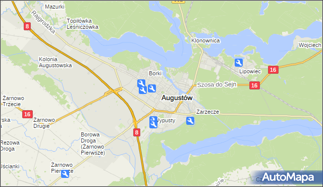 mapa Augustów, Augustów na mapie Targeo