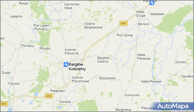 mapa Bargłów Dworny, Bargłów Dworny na mapie Targeo
