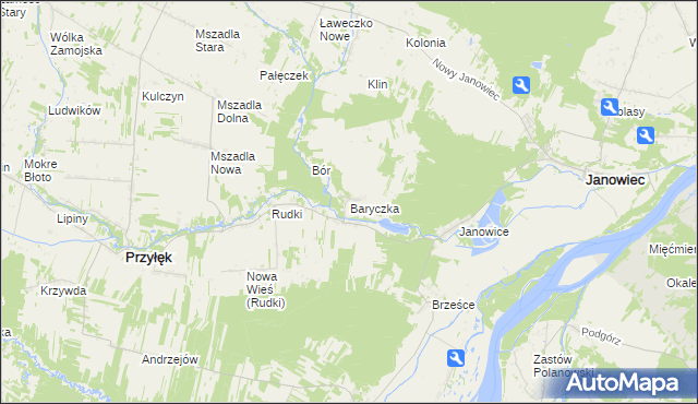 mapa Baryczka gmina Przyłęk, Baryczka gmina Przyłęk na mapie Targeo