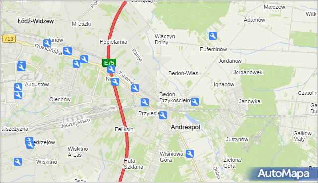 mapa Bedoń Przykościelny, Bedoń Przykościelny na mapie Targeo