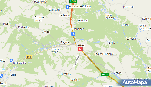 mapa Bełżec, Bełżec na mapie Targeo