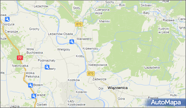 mapa Biała Góra gmina Wiązownica, Biała Góra gmina Wiązownica na mapie Targeo