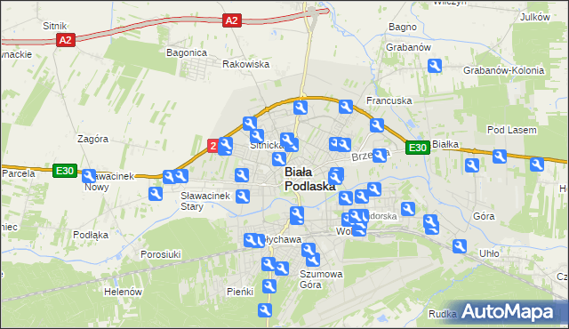 mapa Białej Podlaskiej, Biała Podlaska na mapie Targeo