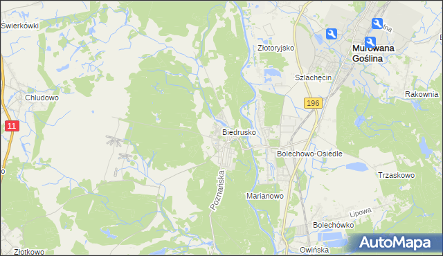 mapa Biedrusko, Biedrusko na mapie Targeo