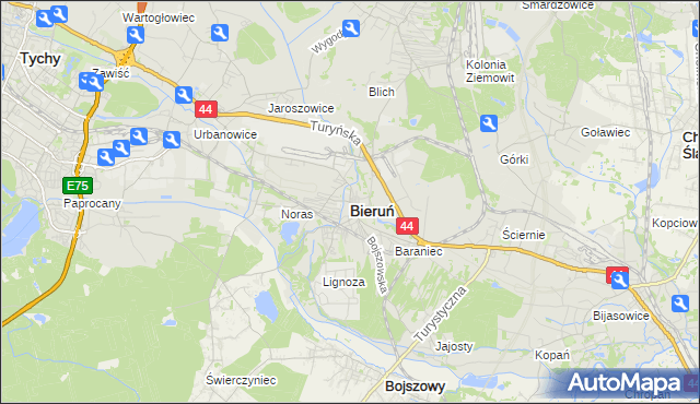 mapa Bieruń, Bieruń na mapie Targeo