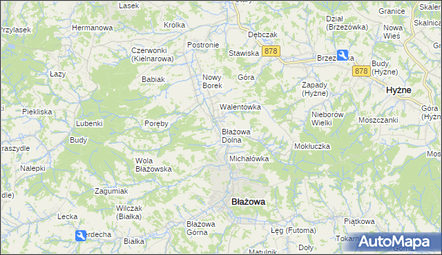 mapa Błażowa Dolna, Błażowa Dolna na mapie Targeo