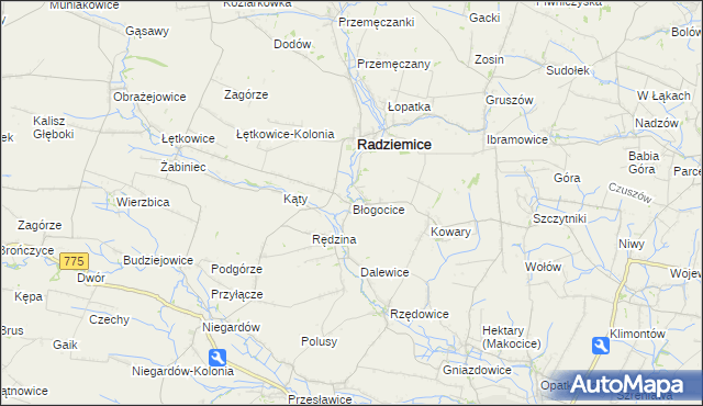 mapa Błogocice, Błogocice na mapie Targeo