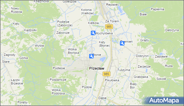 mapa Błonie gmina Przecław, Błonie gmina Przecław na mapie Targeo