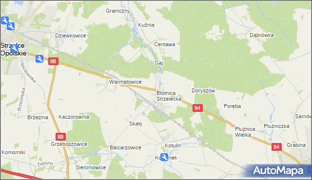 mapa Błotnica Strzelecka, Błotnica Strzelecka na mapie Targeo