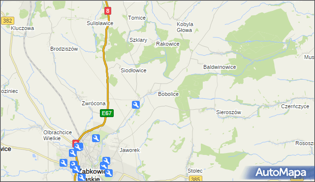 mapa Bobolice gmina Ząbkowice Śląskie, Bobolice gmina Ząbkowice Śląskie na mapie Targeo