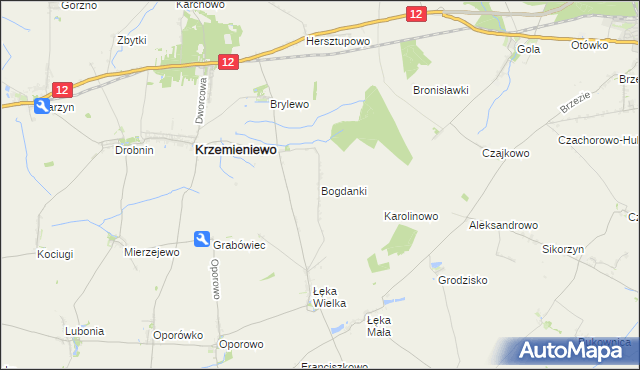 mapa Bogdanki gmina Poniec, Bogdanki gmina Poniec na mapie Targeo