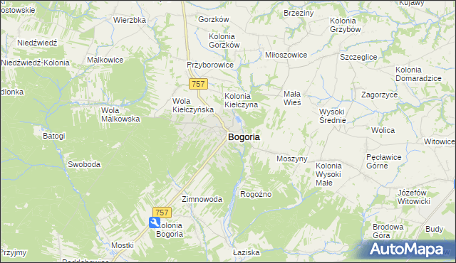 mapa Bogoria powiat staszowski, Bogoria powiat staszowski na mapie Targeo