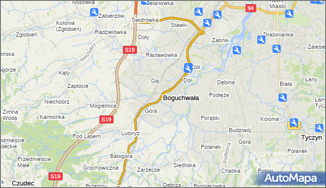 mapa Boguchwała powiat rzeszowski, Boguchwała powiat rzeszowski na mapie Targeo