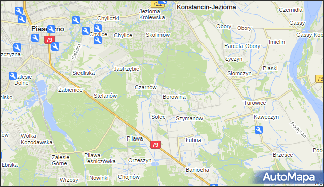 mapa Borowina gmina Konstancin-Jeziorna, Borowina gmina Konstancin-Jeziorna na mapie Targeo