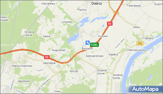 mapa Borówno gmina Dobrcz, Borówno gmina Dobrcz na mapie Targeo