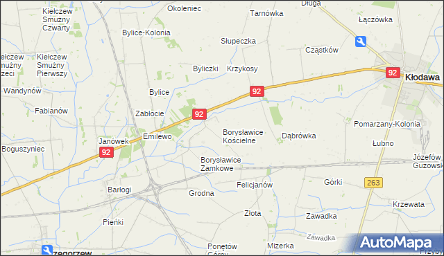 mapa Borysławice Kościelne, Borysławice Kościelne na mapie Targeo