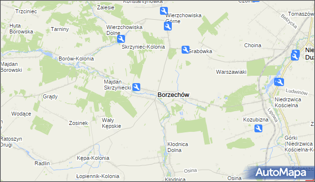 mapa Borzechów, Borzechów na mapie Targeo