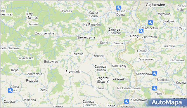 mapa Bruśnik, Bruśnik na mapie Targeo