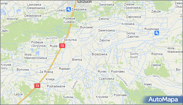 mapa Brzezówka gmina Szczucin, Brzezówka gmina Szczucin na mapie Targeo