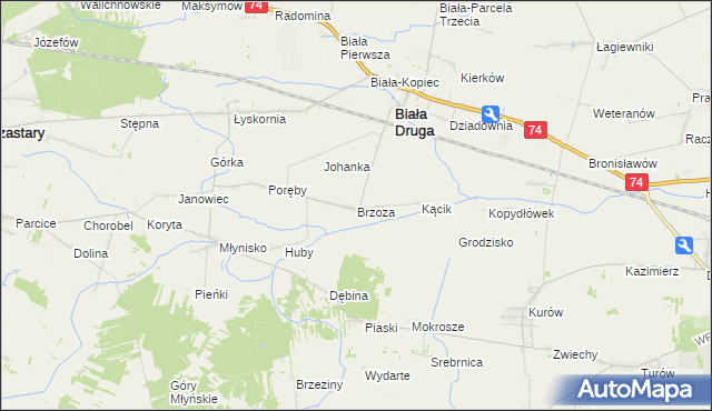 mapa Brzoza gmina Biała, Brzoza gmina Biała na mapie Targeo