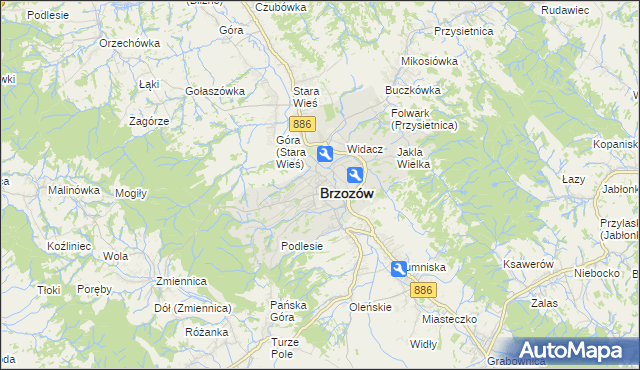mapa Brzozów, Brzozów na mapie Targeo
