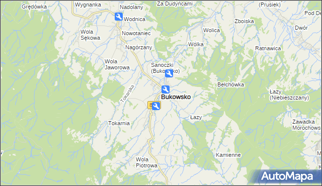 mapa Bukowsko, Bukowsko na mapie Targeo