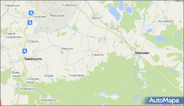 mapa Cewlino, Cewlino na mapie Targeo