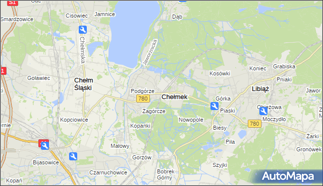 mapa Chełmek powiat oświęcimski, Chełmek powiat oświęcimski na mapie Targeo