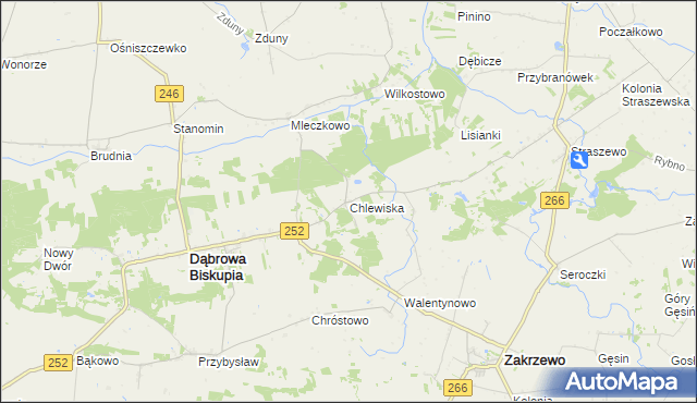 mapa Chlewiska gmina Dąbrowa Biskupia, Chlewiska gmina Dąbrowa Biskupia na mapie Targeo