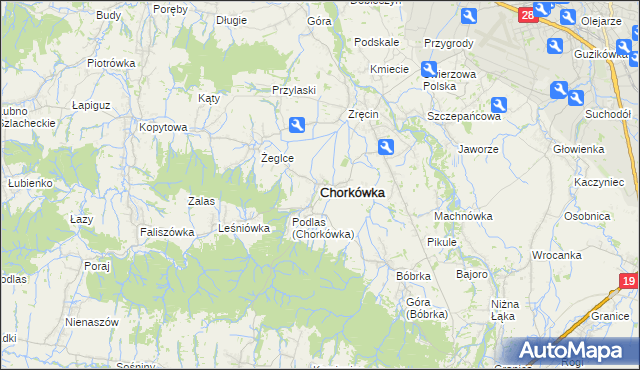 mapa Chorkówka, Chorkówka na mapie Targeo