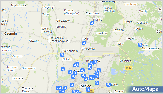 mapa Chorzelów, Chorzelów na mapie Targeo