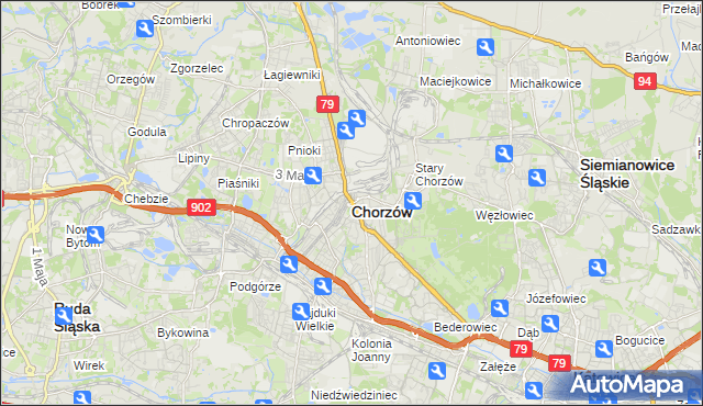 mapa Chorzów, Chorzów na mapie Targeo