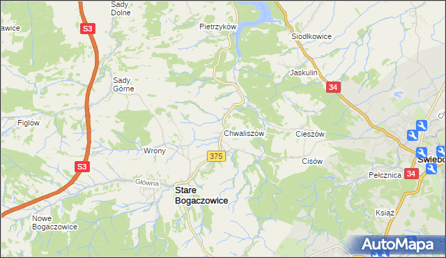 mapa Chwaliszów, Chwaliszów na mapie Targeo