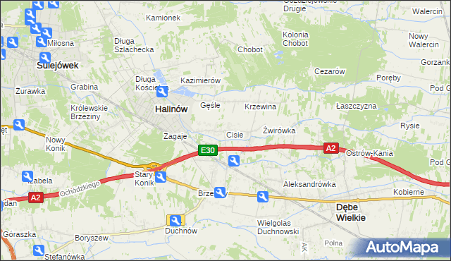 mapa Cisie gmina Halinów, Cisie gmina Halinów na mapie Targeo