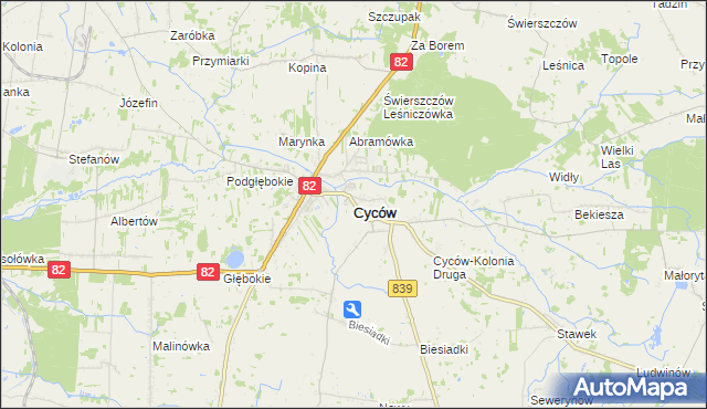 mapa Cyców, Cyców na mapie Targeo