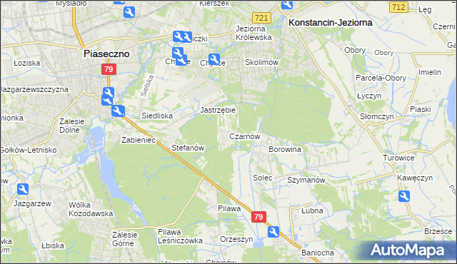 mapa Czarnów gmina Konstancin-Jeziorna, Czarnów gmina Konstancin-Jeziorna na mapie Targeo